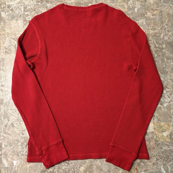 Polo Ralph Lauren Thermal Waffle Knit Shirt Adult L Large Red Preppy Pony Logo - Picture 12 of 13